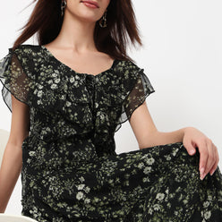 Floral Calf Length Dress 