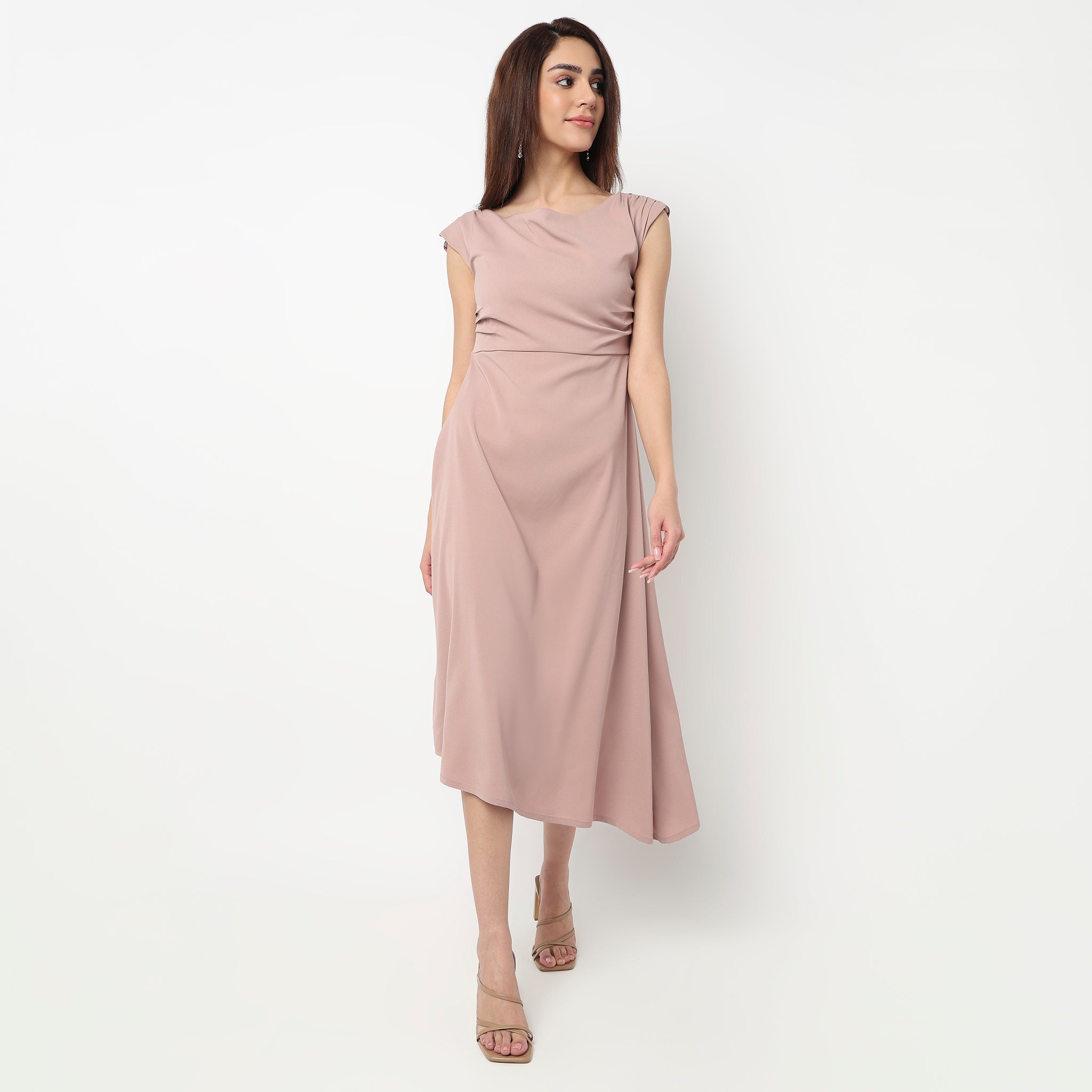 Solid Round Neck Dress