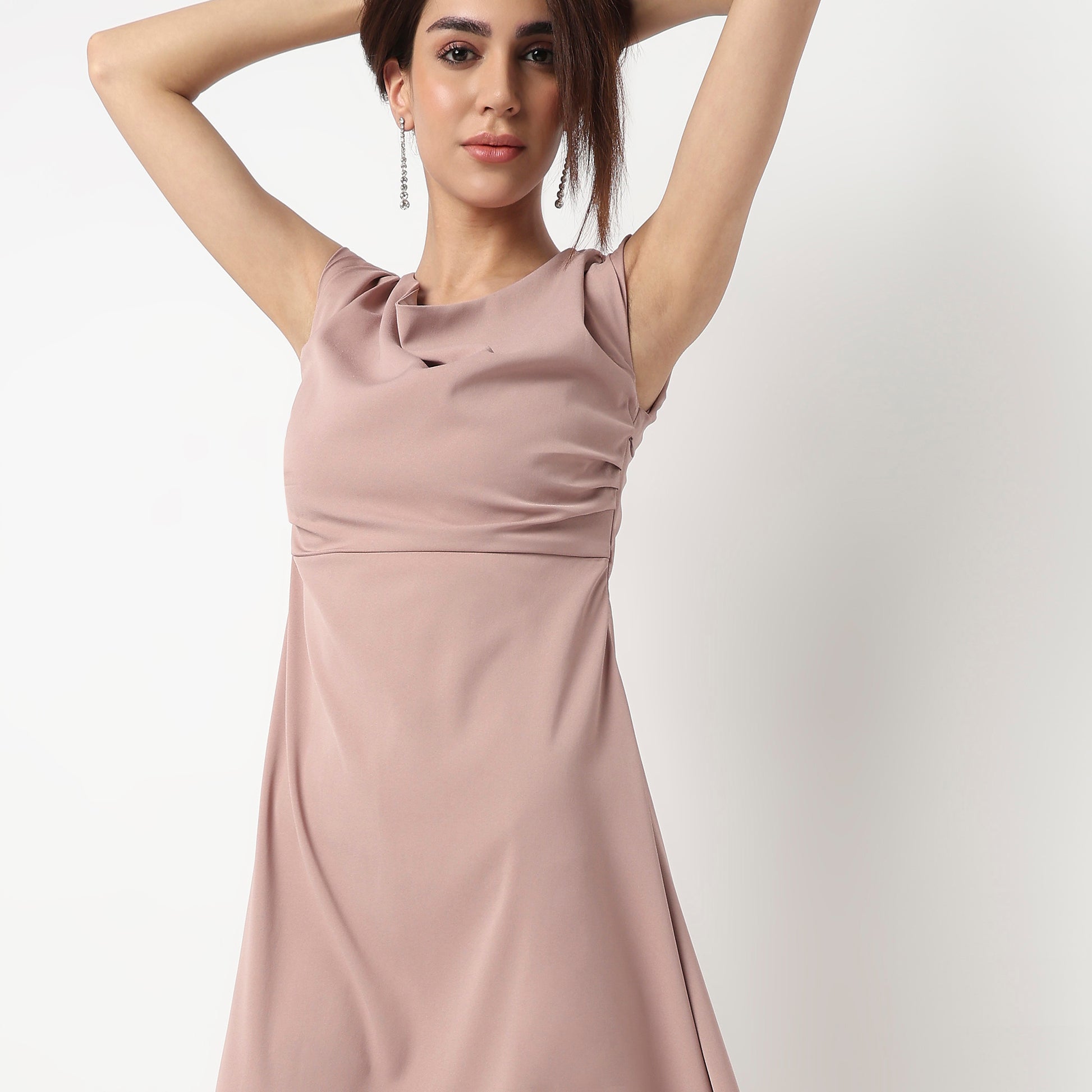 Solid Round Neck Dress