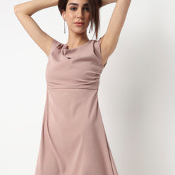 Solid Round Neck Dress
