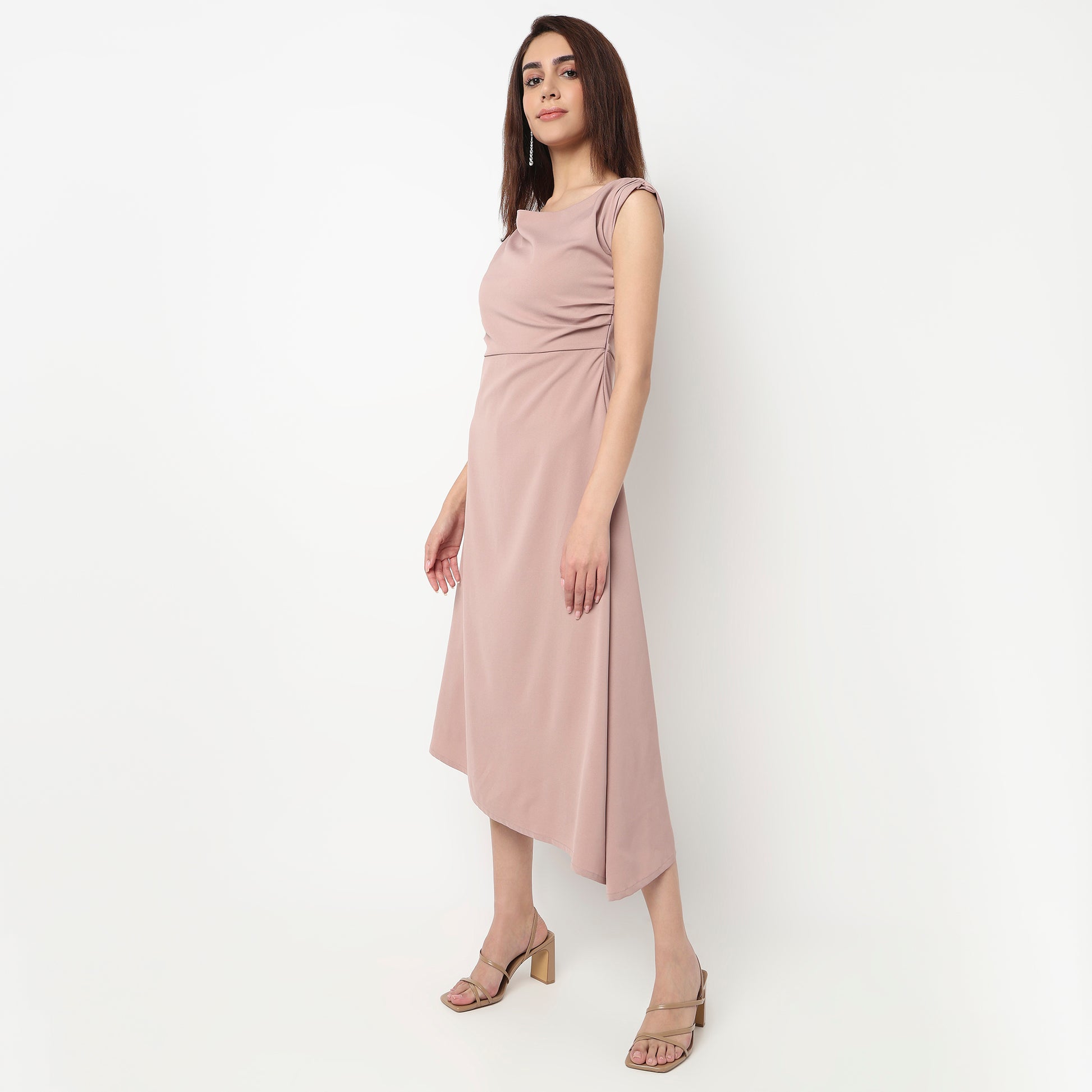 Solid Round Neck Dress