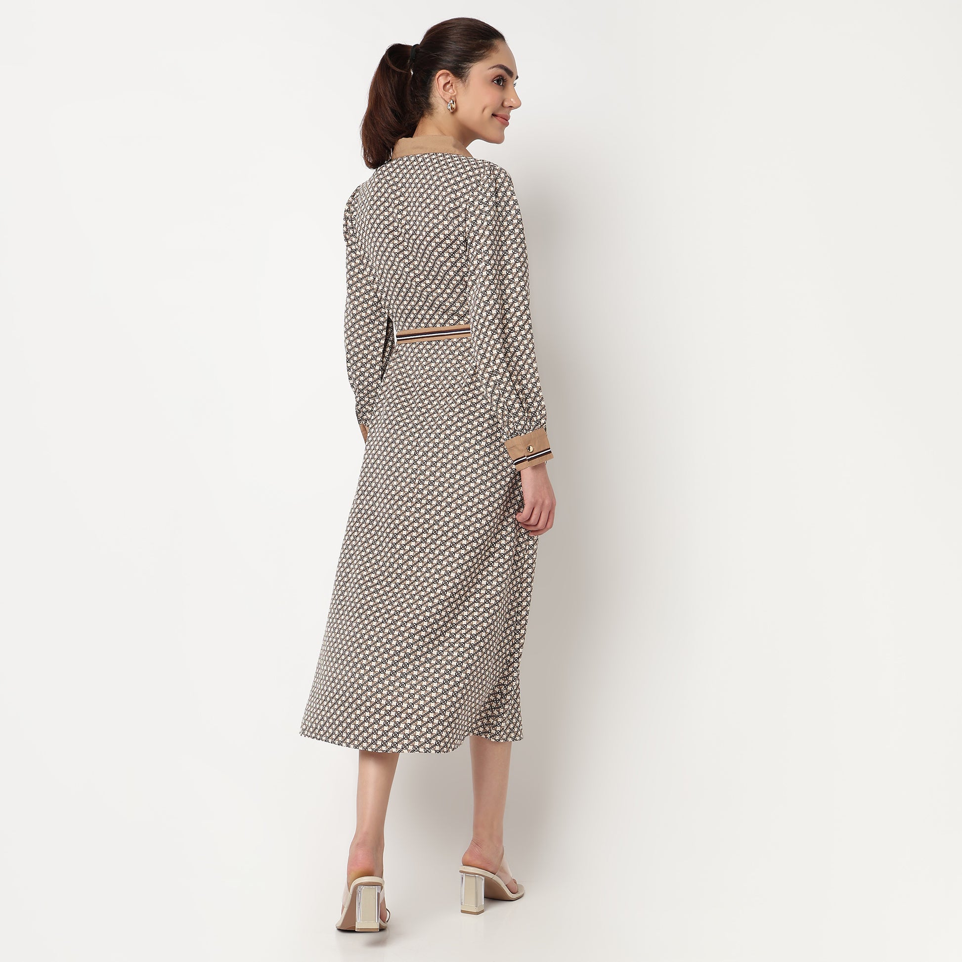 Printed Shirt Collar Dress