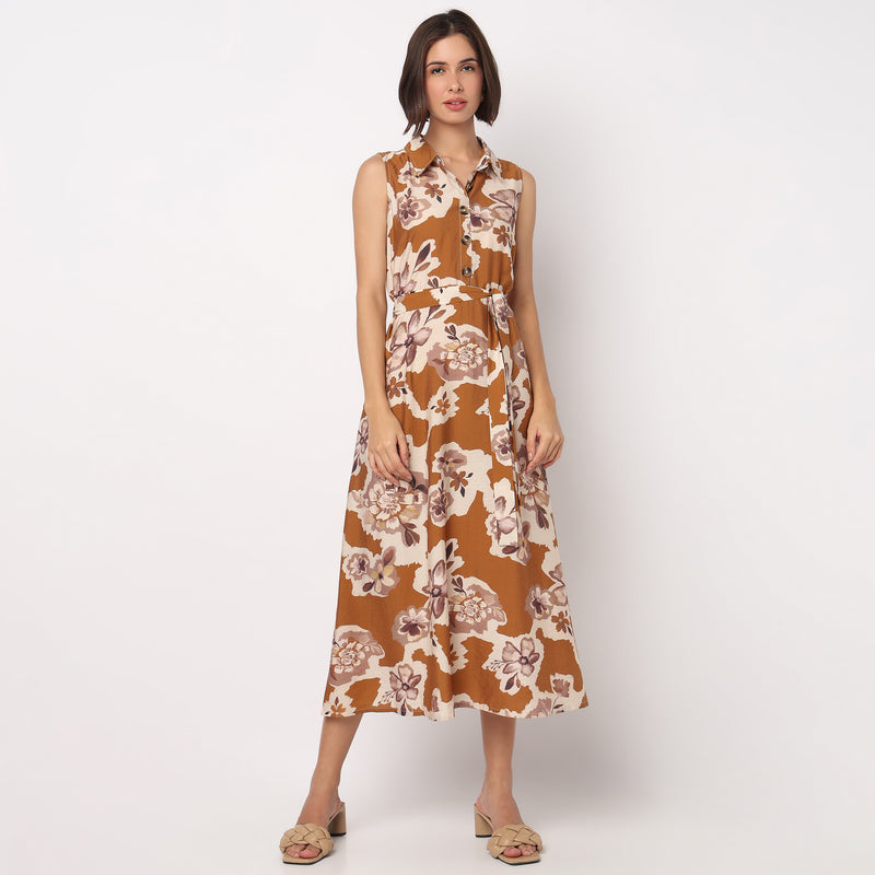 Floral Collar Sleeveless Dress