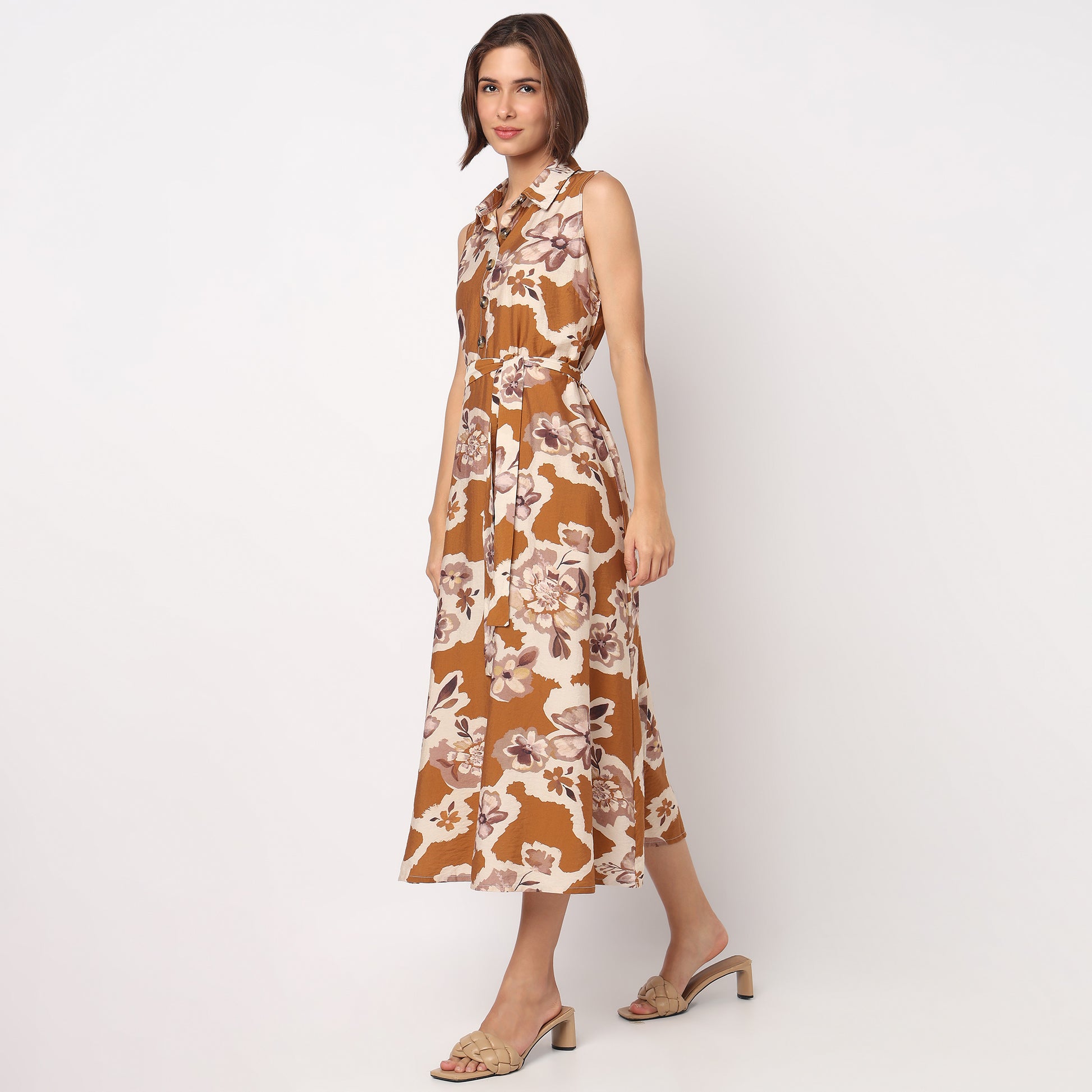 Floral Collar Sleeveless Dress