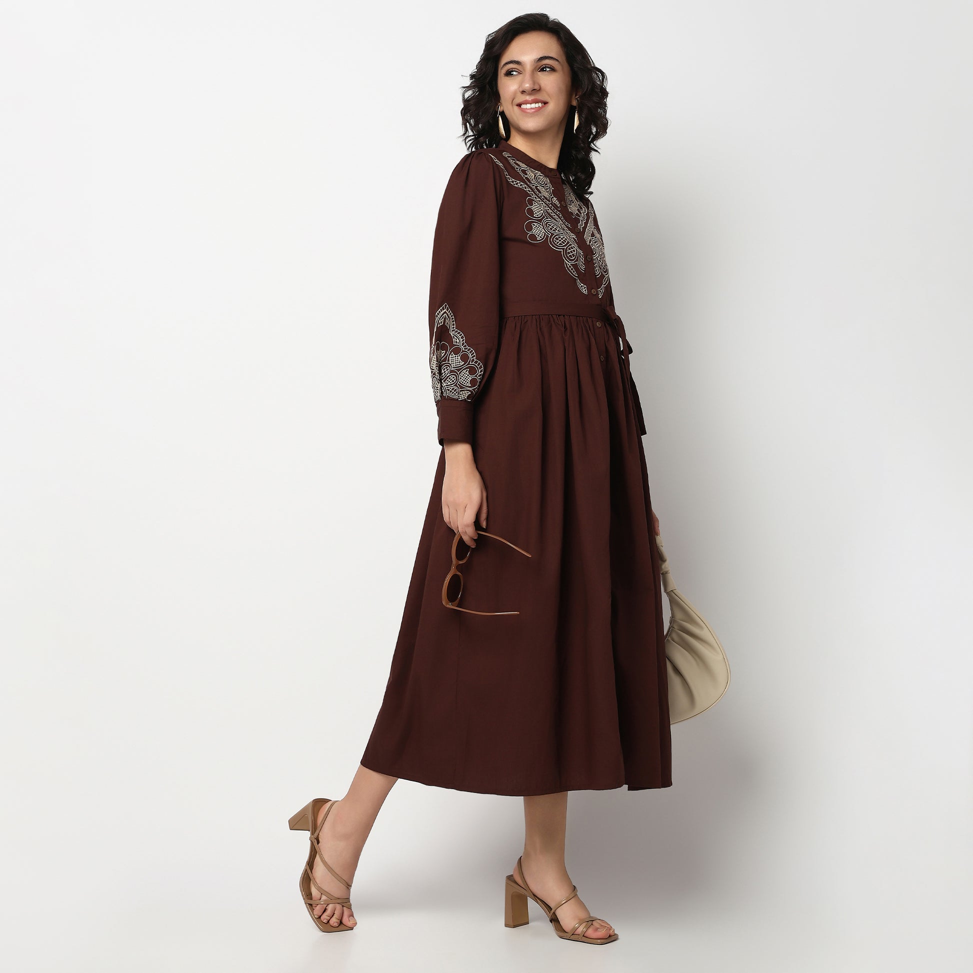 Buy Women Flare Fit Printed Full Sleeve Dress  - Style Union