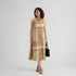 Printed Collar Flared Dress