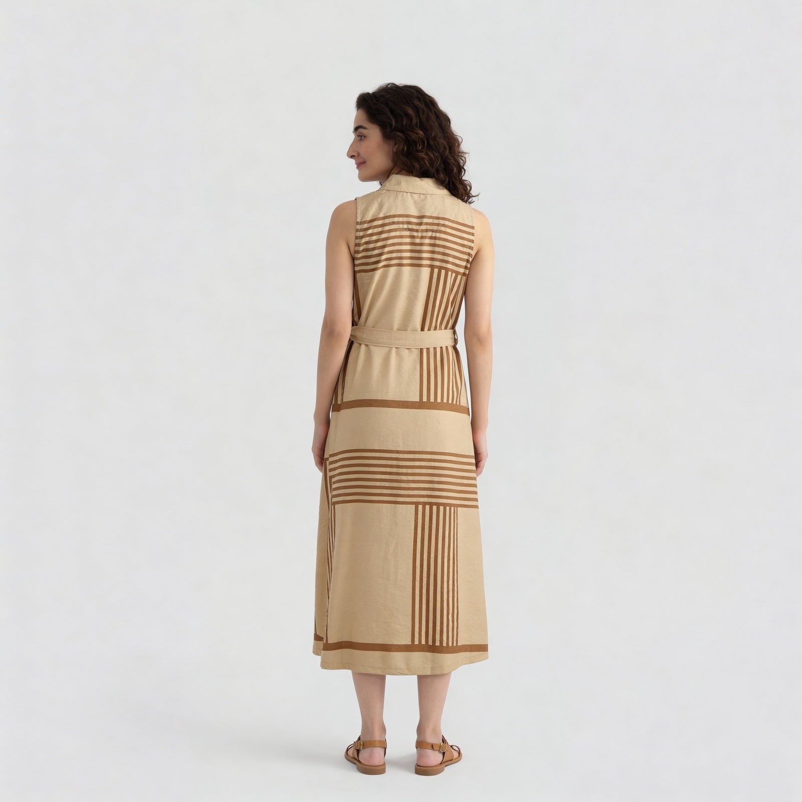 Printed Collar Flared Dress