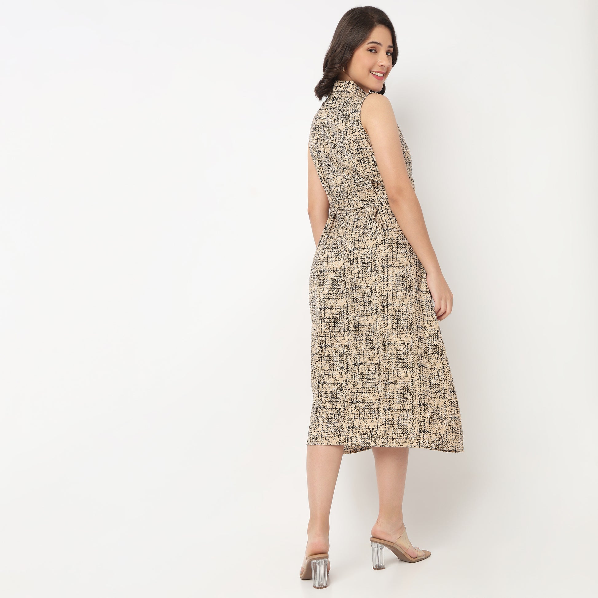 Printed Shirt Collar Dress