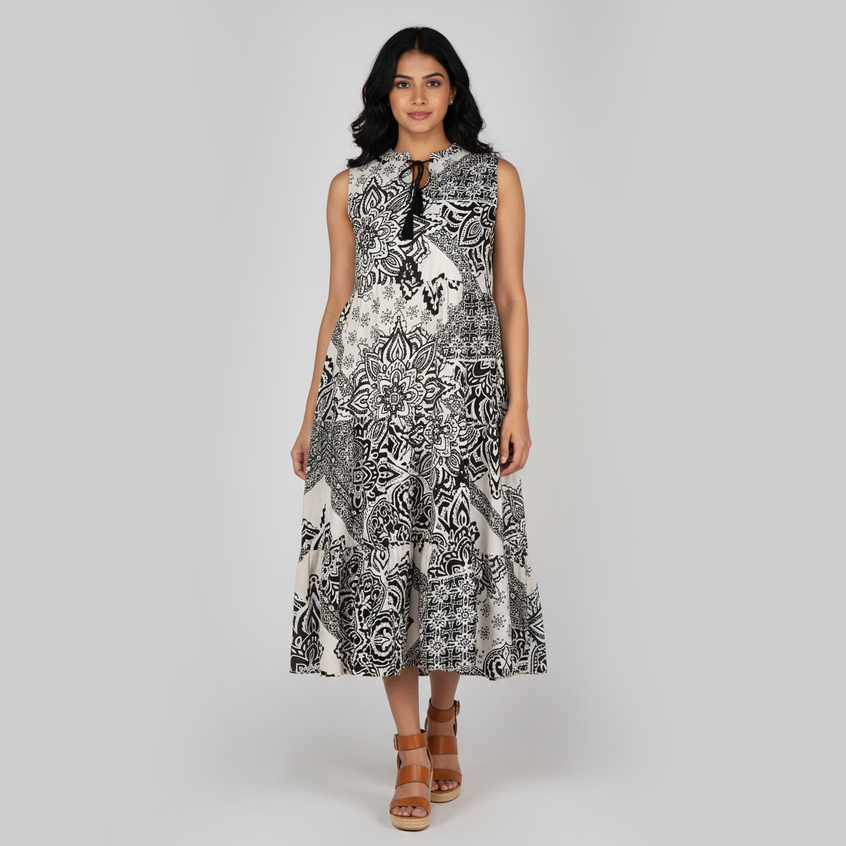 Woven Floral Sleeveless Dress