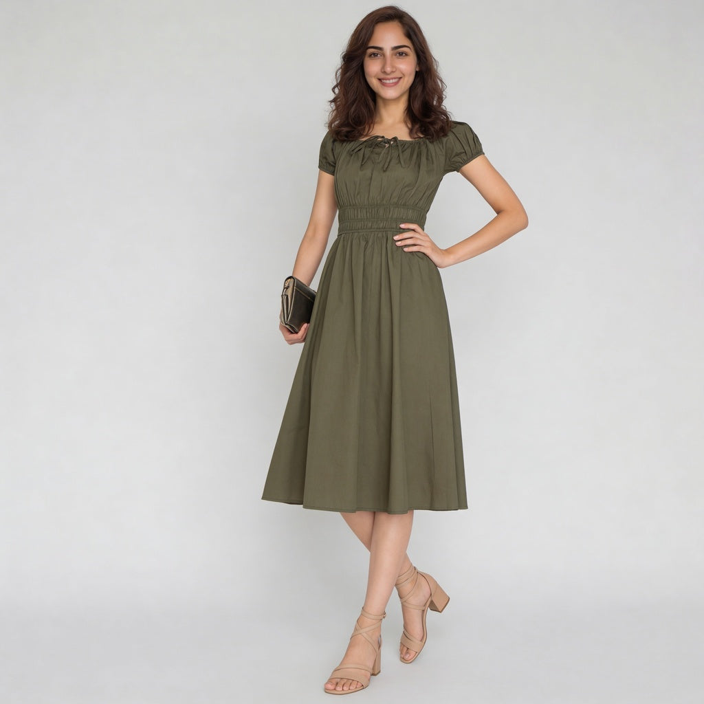 Cotton Puff Sleeve Dress