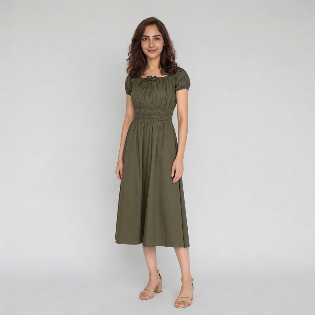 Cotton Puff Sleeve Dress