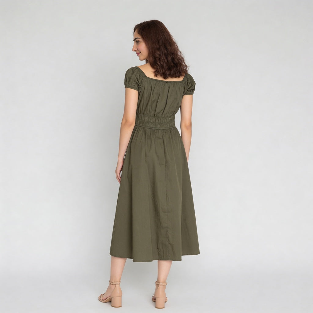 Cotton Puff Sleeve Dress
