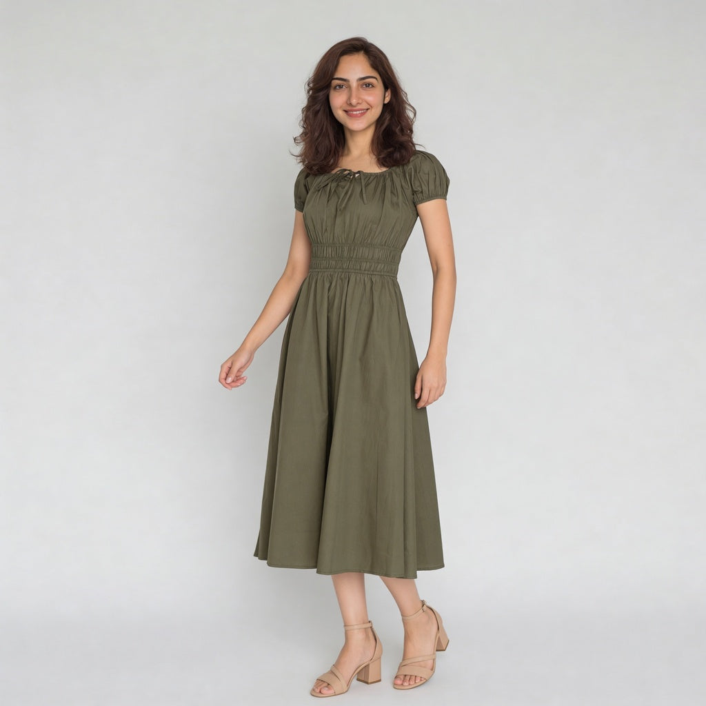 Cotton Puff Sleeve Dress