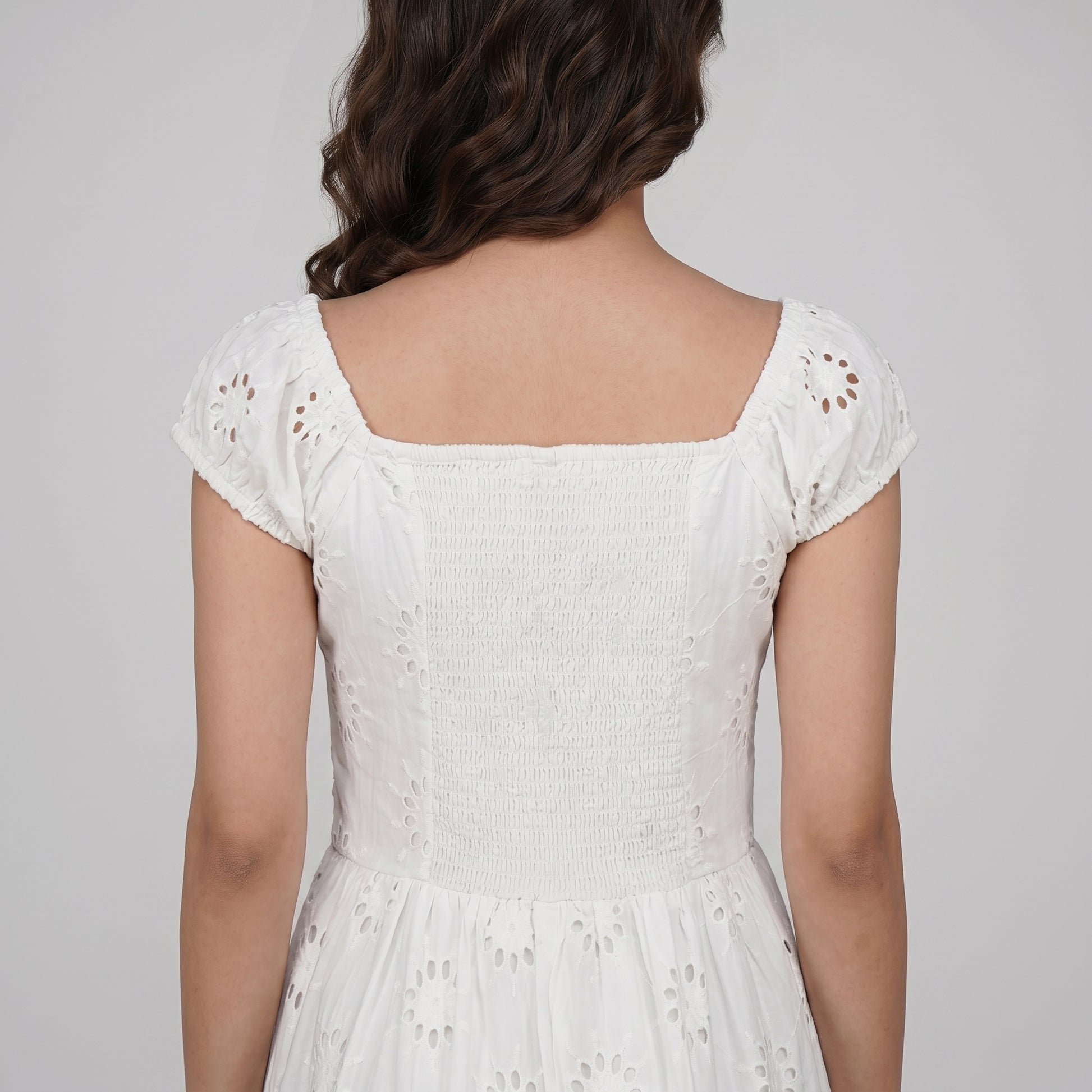 Cotton Schiffli Flared Dress