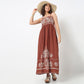 Embroidered Flared Strappy Dress