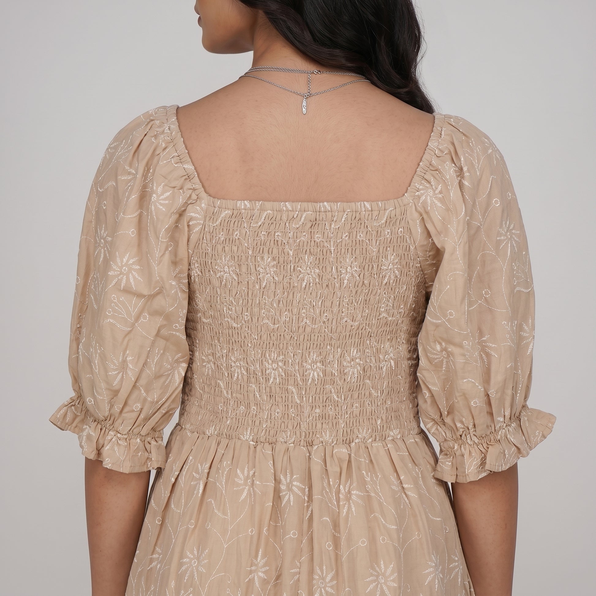 Cotton Embroidered Flared Dress