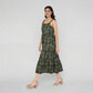 Embroidered Shoulder Straps Flared Dress