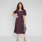 Polyester Elastane Solid Short Sleeve Dress