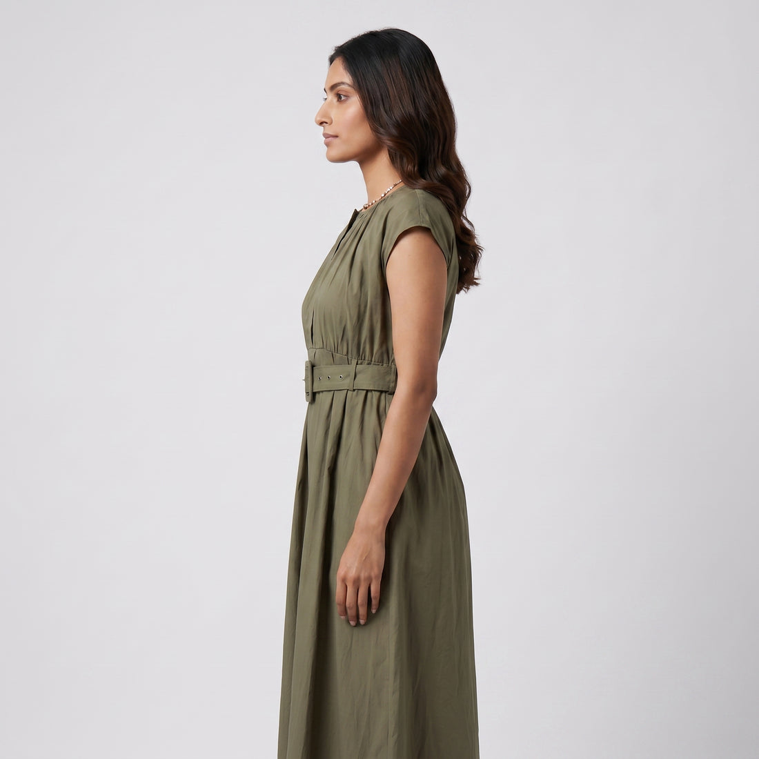 Cotton Solid Flared Dress