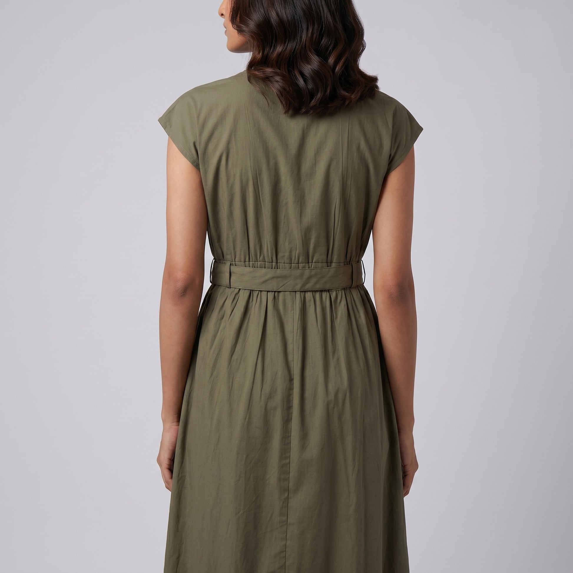Cotton Solid Flared Dress