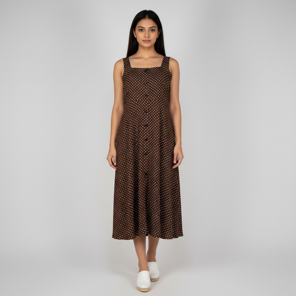 Woven Polka Dot Strappy Dress