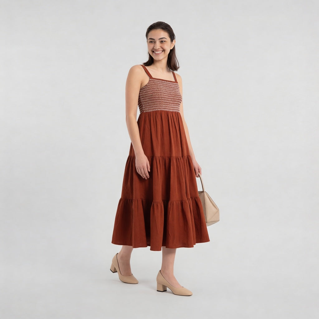 Crochet Shoulder Straps Flared Dress