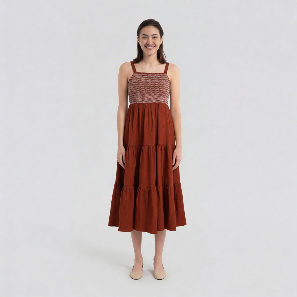 Crochet Shoulder Straps Flared Dress