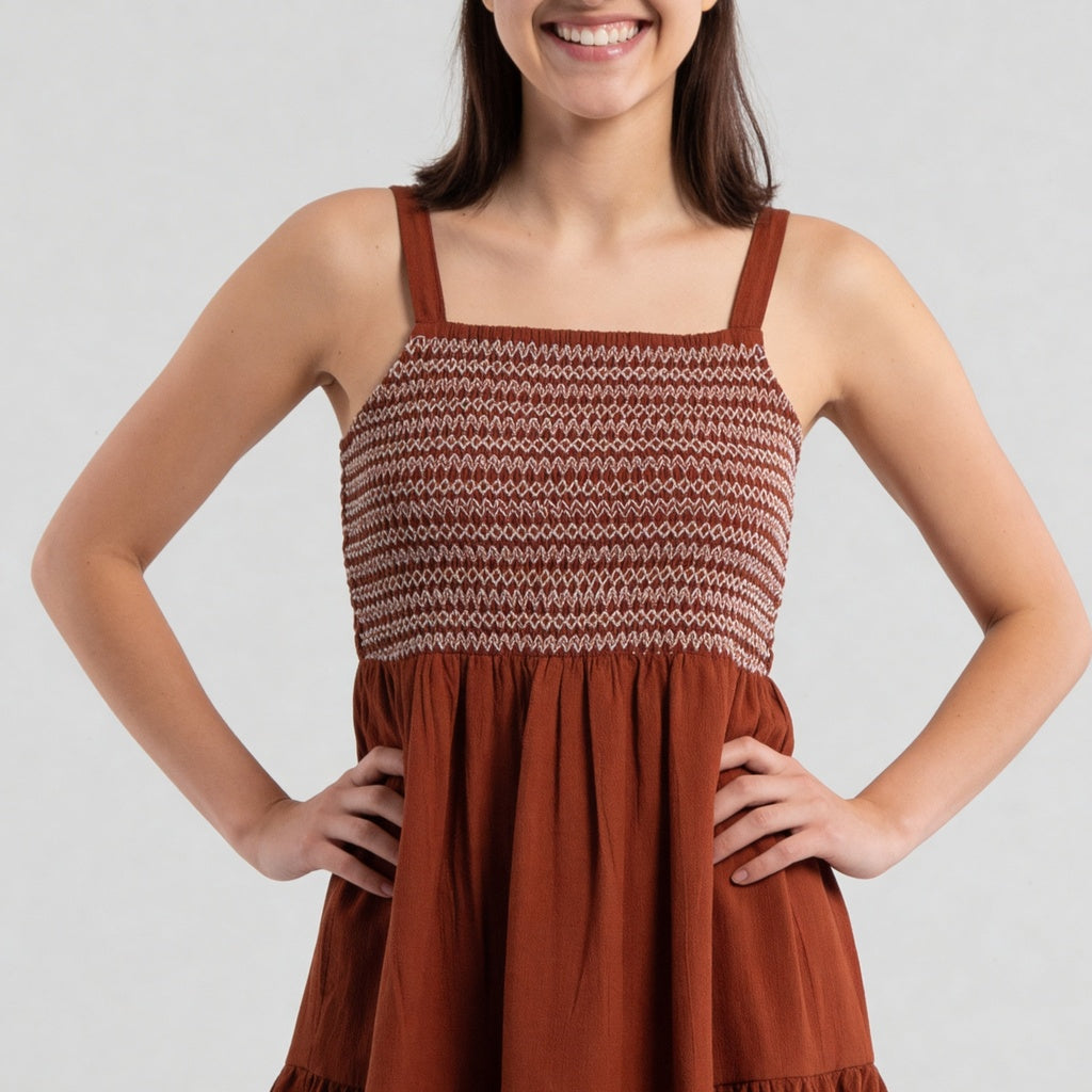 Crochet Shoulder Straps Flared Dress