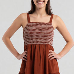 Crochet Shoulder Straps Flared Dress