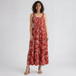 Floral U-Neck Flared Dress