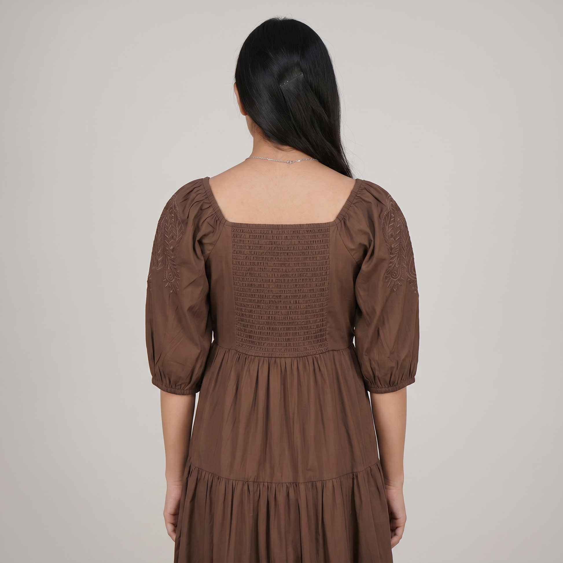 Cotton Solid Flared Dress