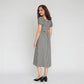 Checkered Puff Sleeve Flared Dress