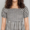 Checkered Puff Sleeve Flared Dress