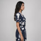 Printed V-Neck Flared Dress