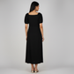 Woven Solid Puff Sleeve Dress
