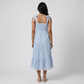 Cotton Checked Sweetheart Neck Flared Dress