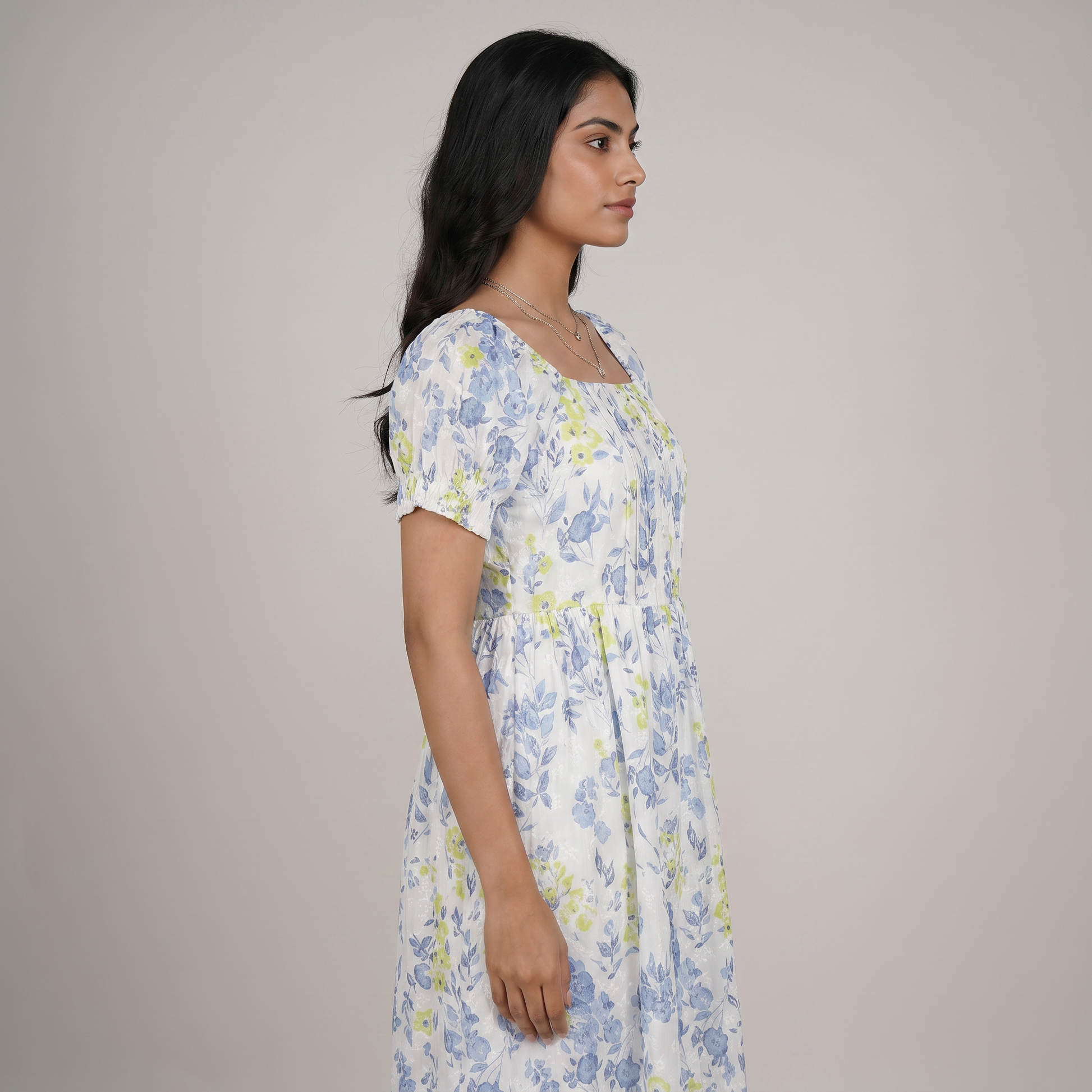 Cotton Printed Flared Dress