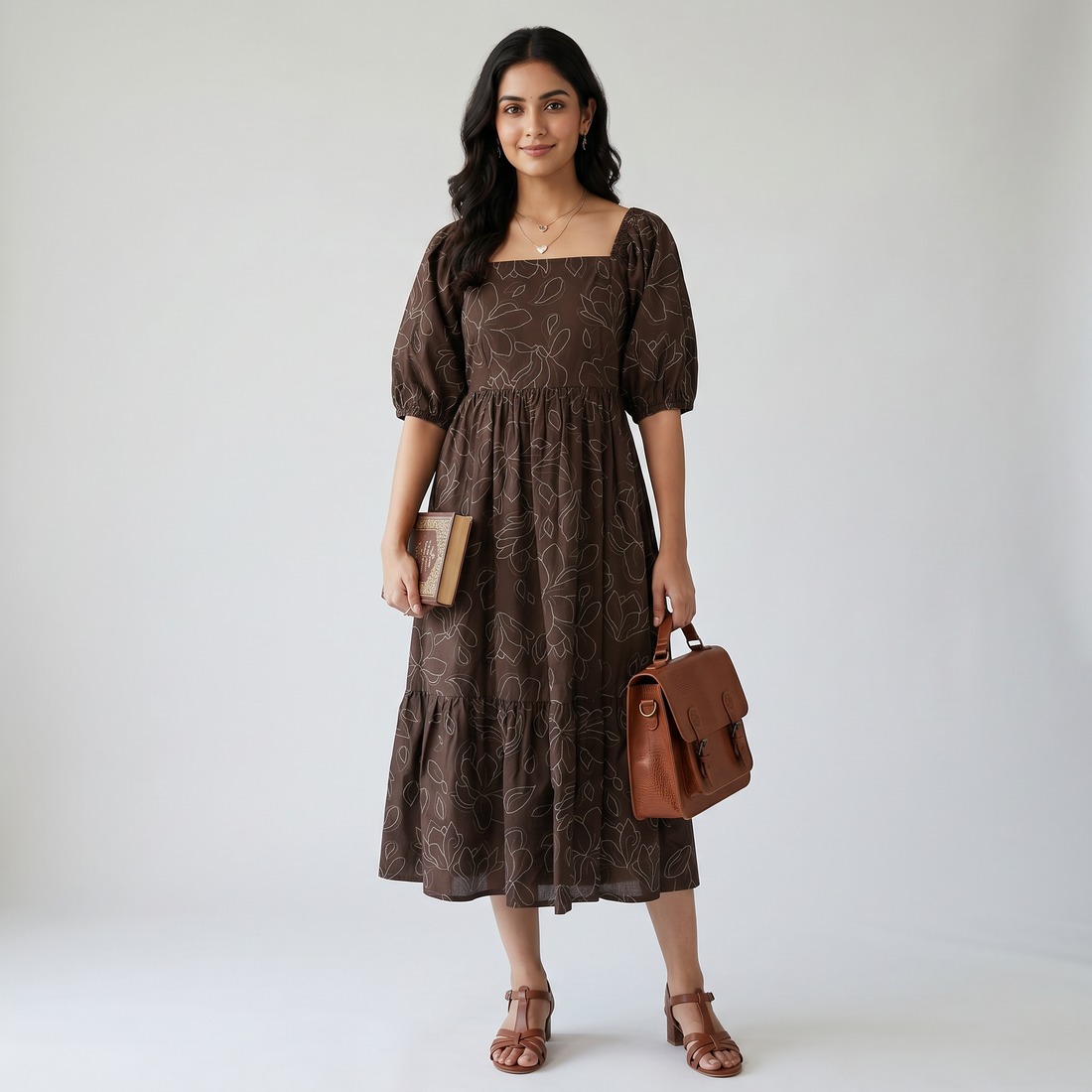 Embroidered Flared Dress