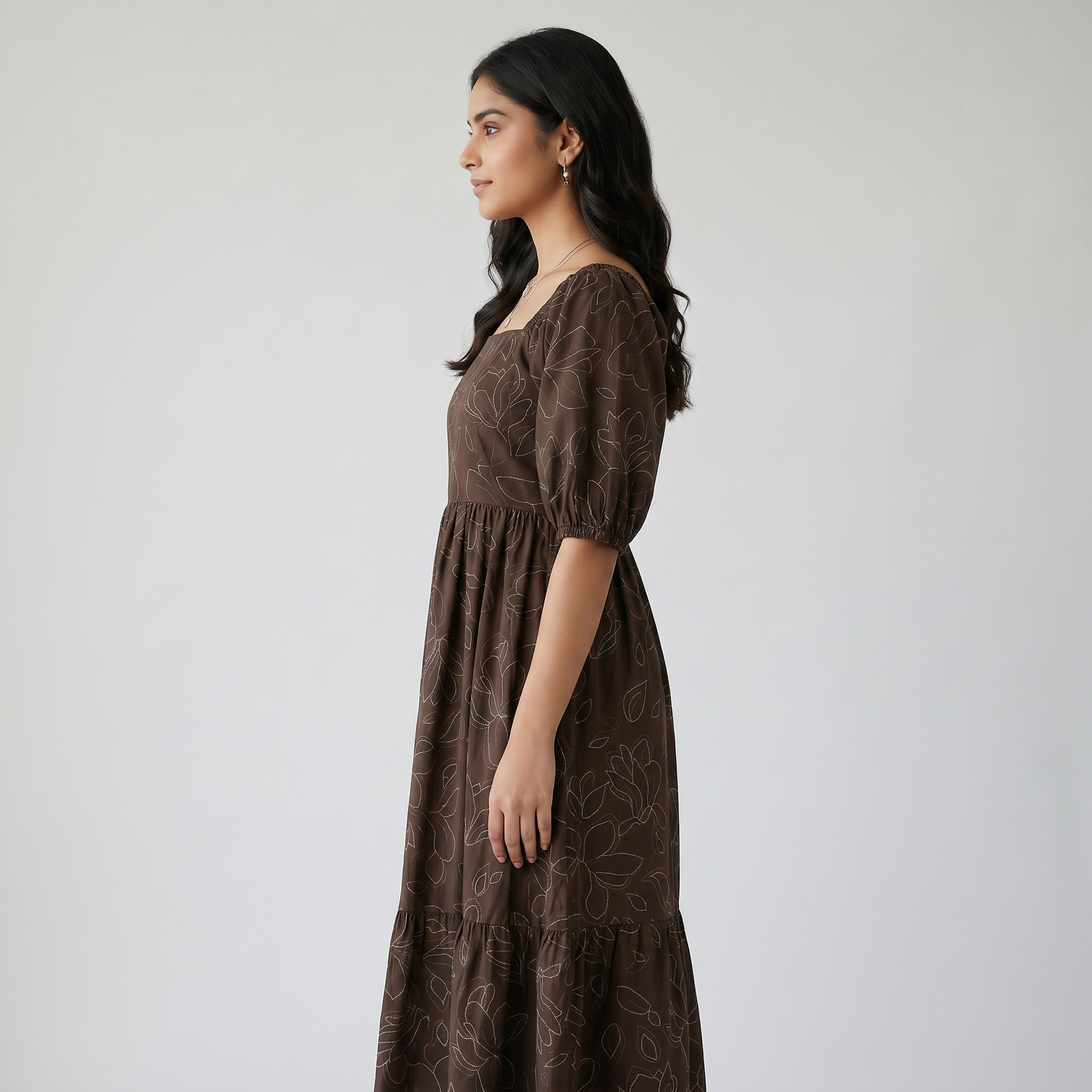 Embroidered Flared Dress