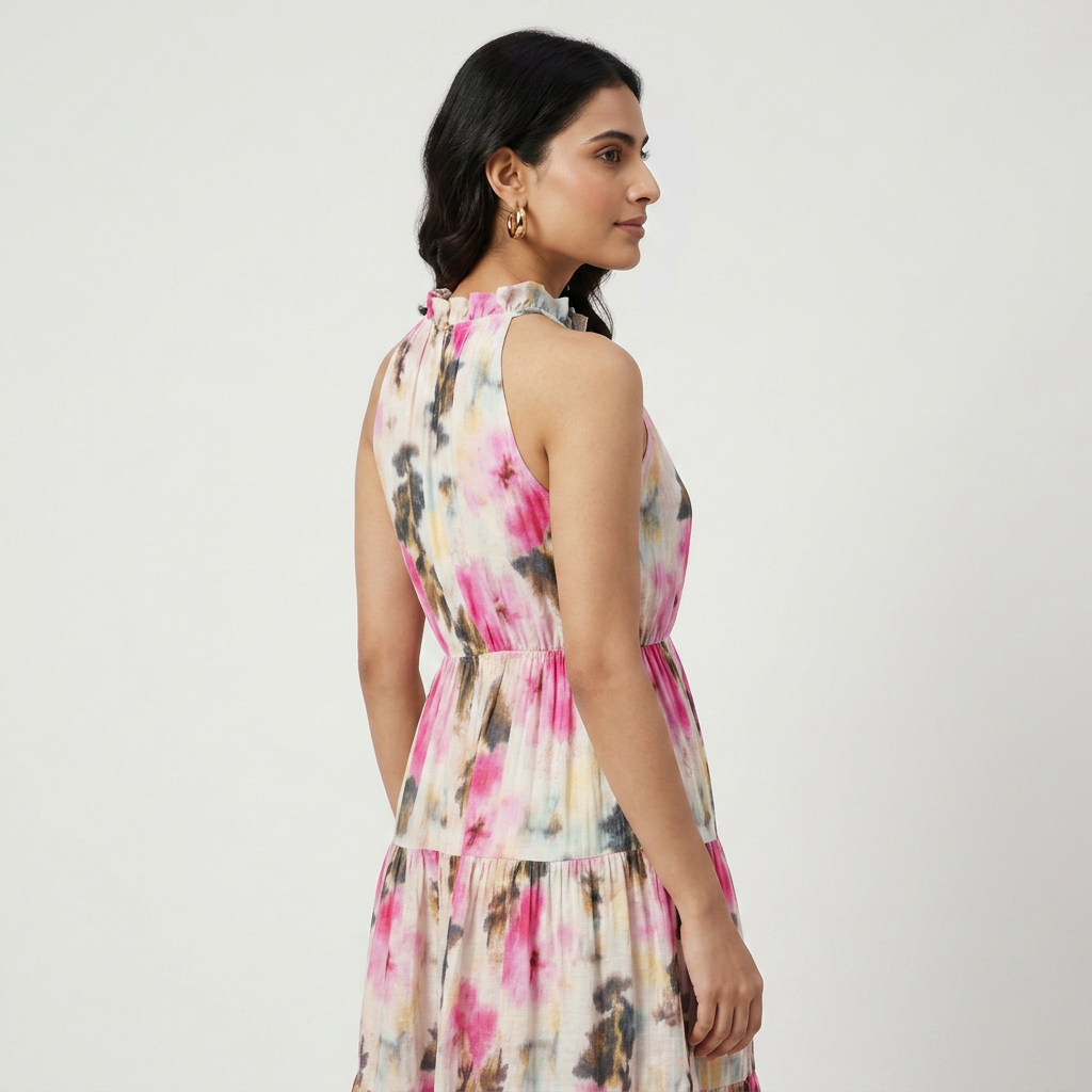 Printed Sleeveless Flared Dress