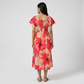 Printed Puff Sleeve Flared Dress