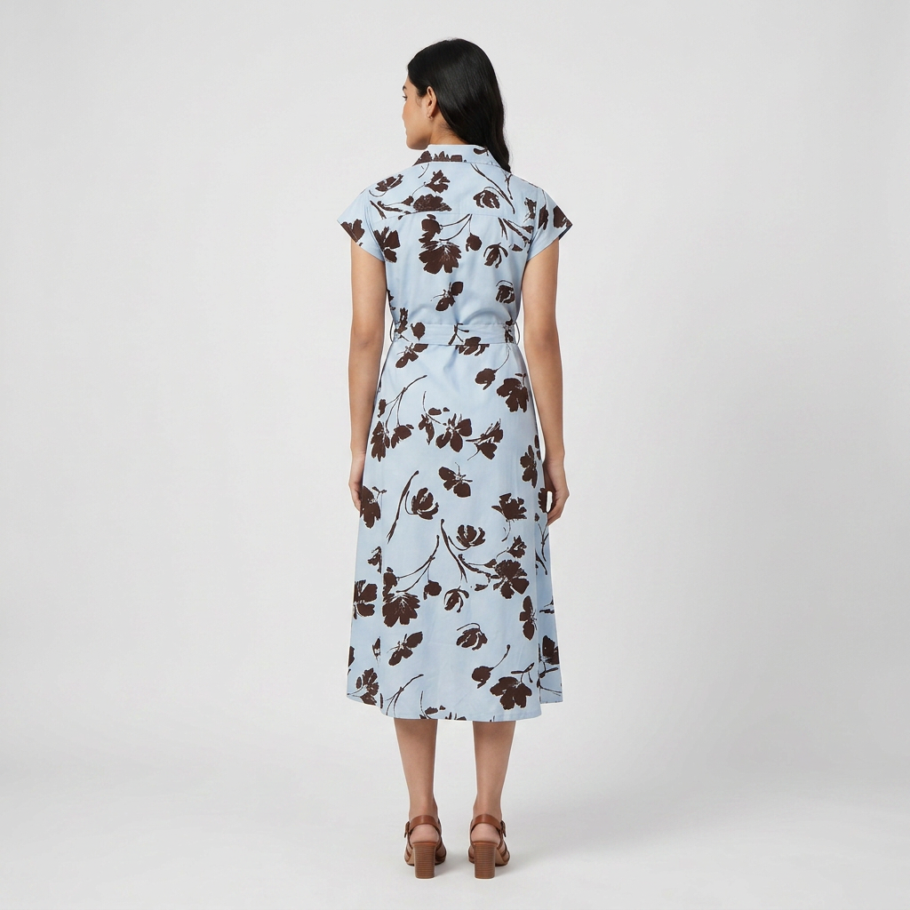 Printed Shirt Collar Dress