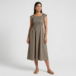 Cotton Solid Flared Dress