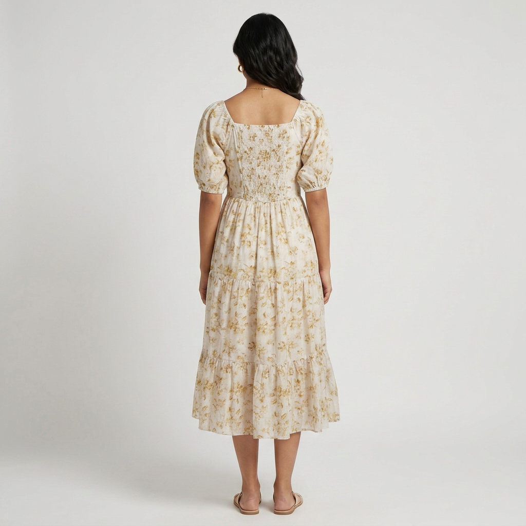 Printed Sweetheart Neck Dress
