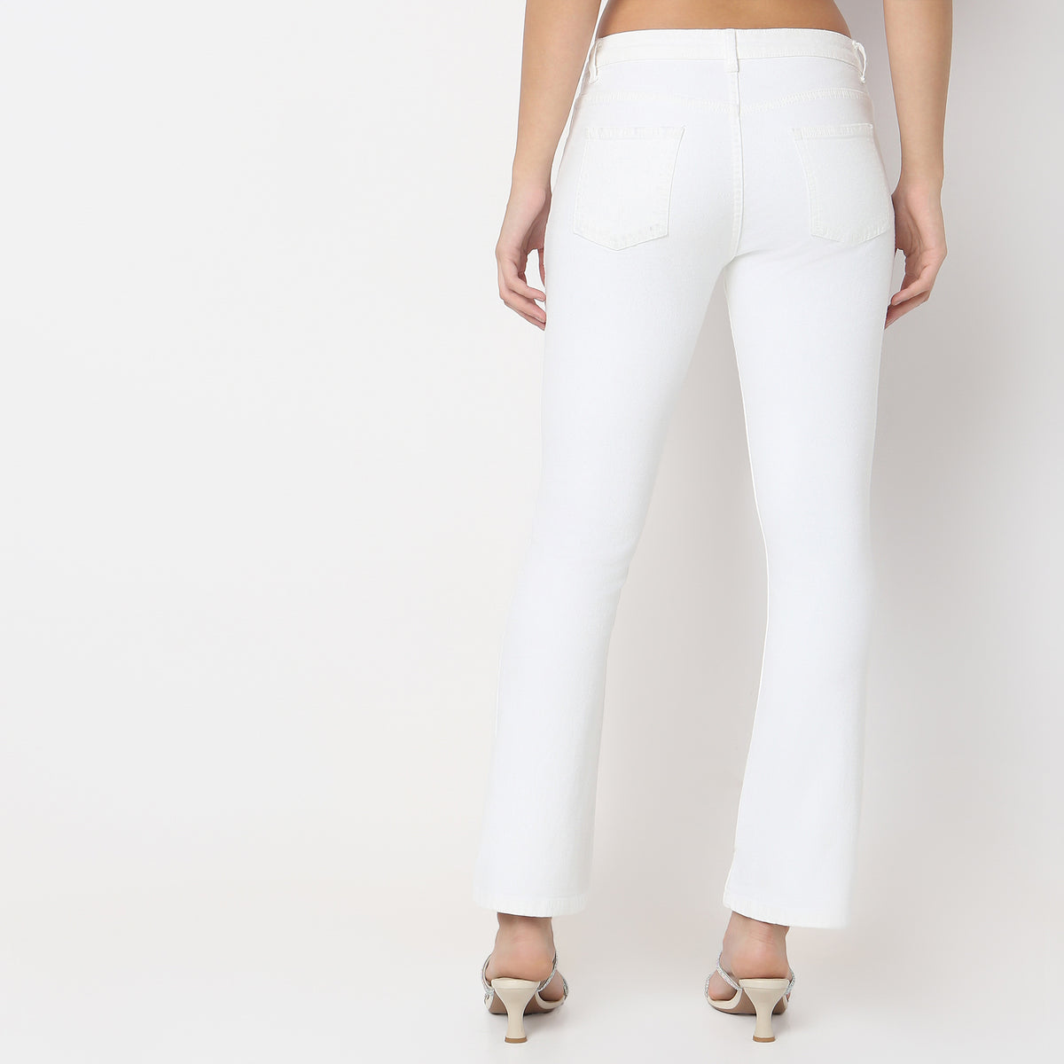 Boot Cut Solid Mid Rise Jeans