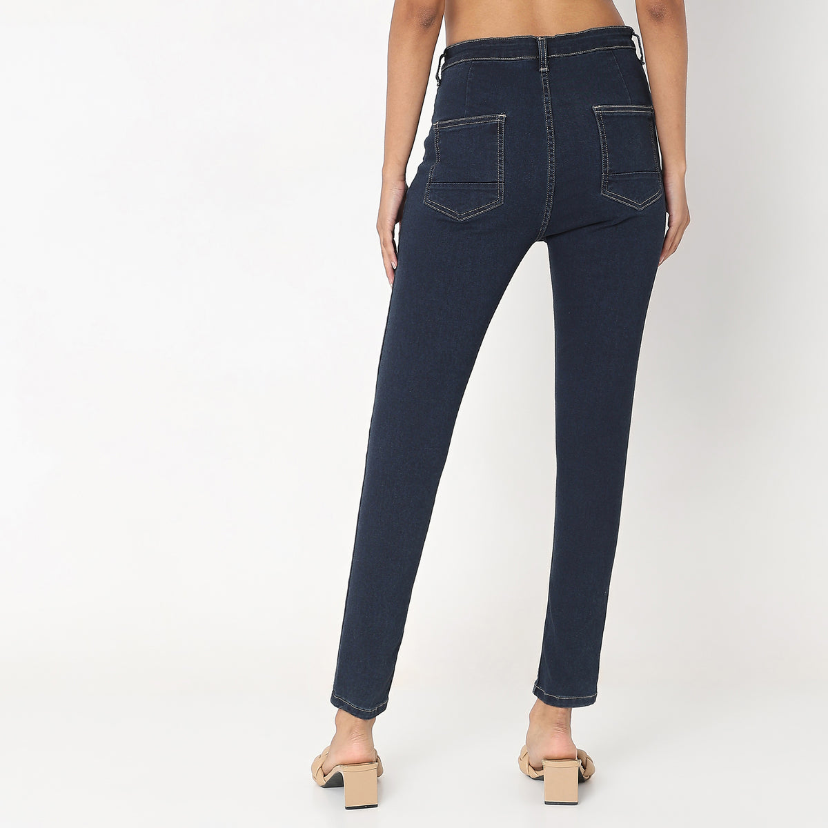 Skinny Fit Solid High Rise Jeans