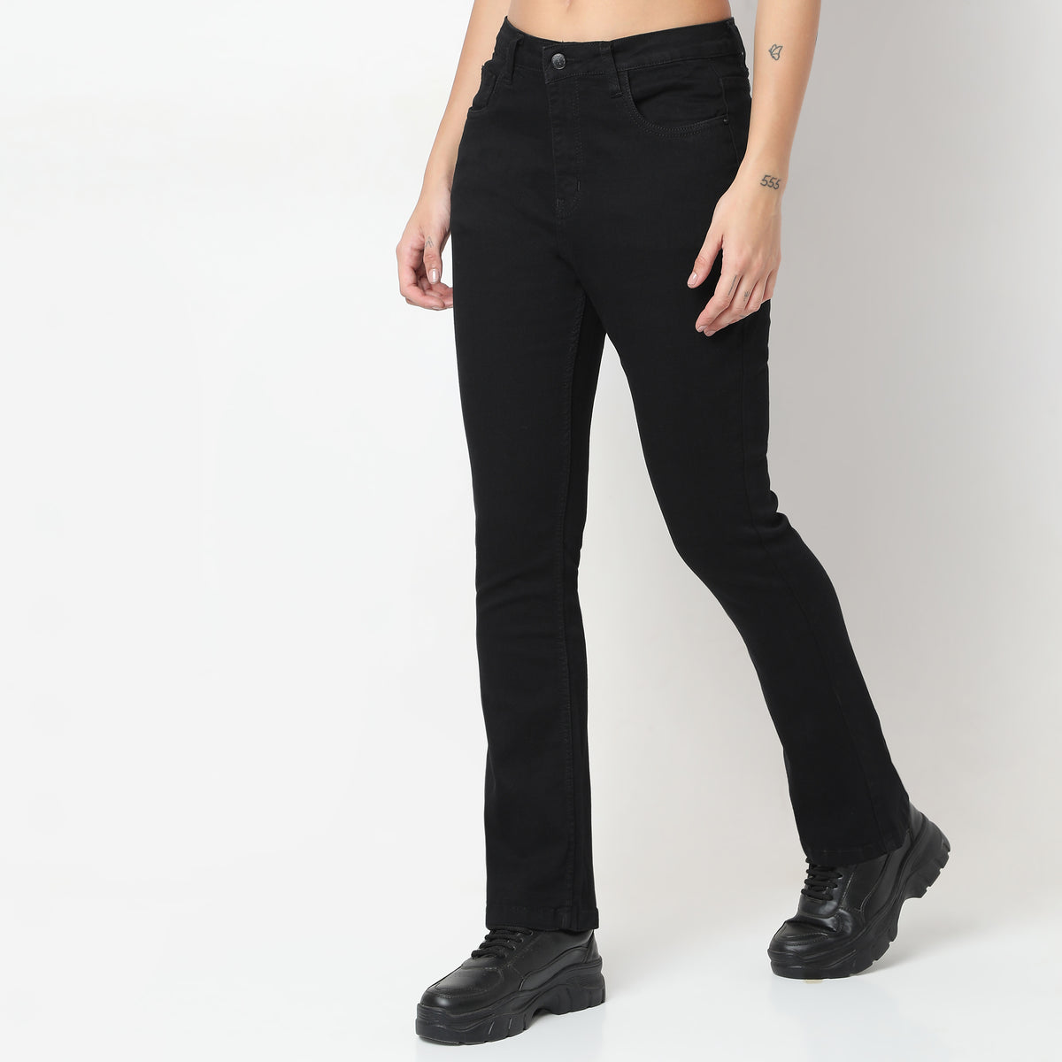 Highwaist Bootcut Clean Look High Rise Jeans