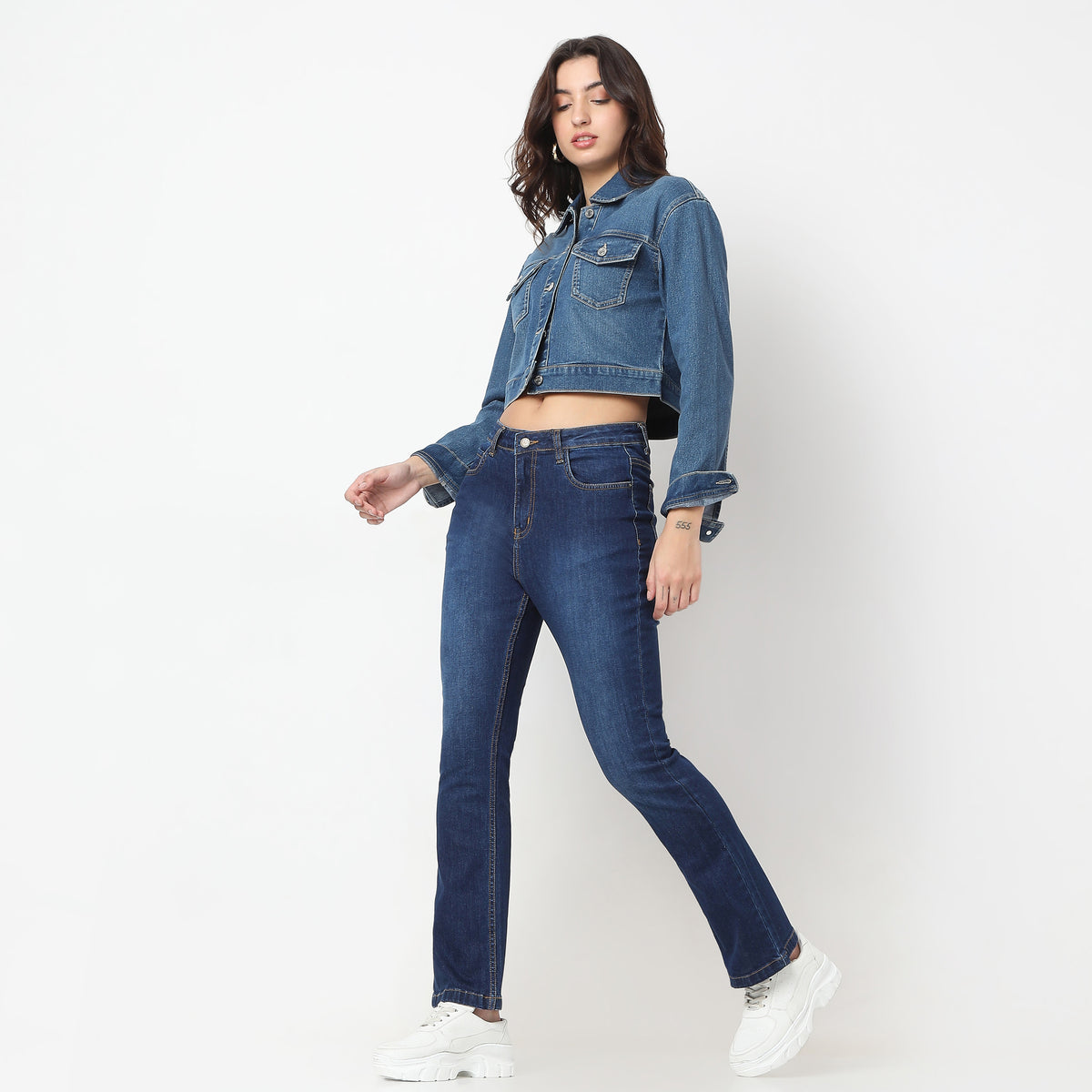 Boot Cut Solid High Rise Jeans