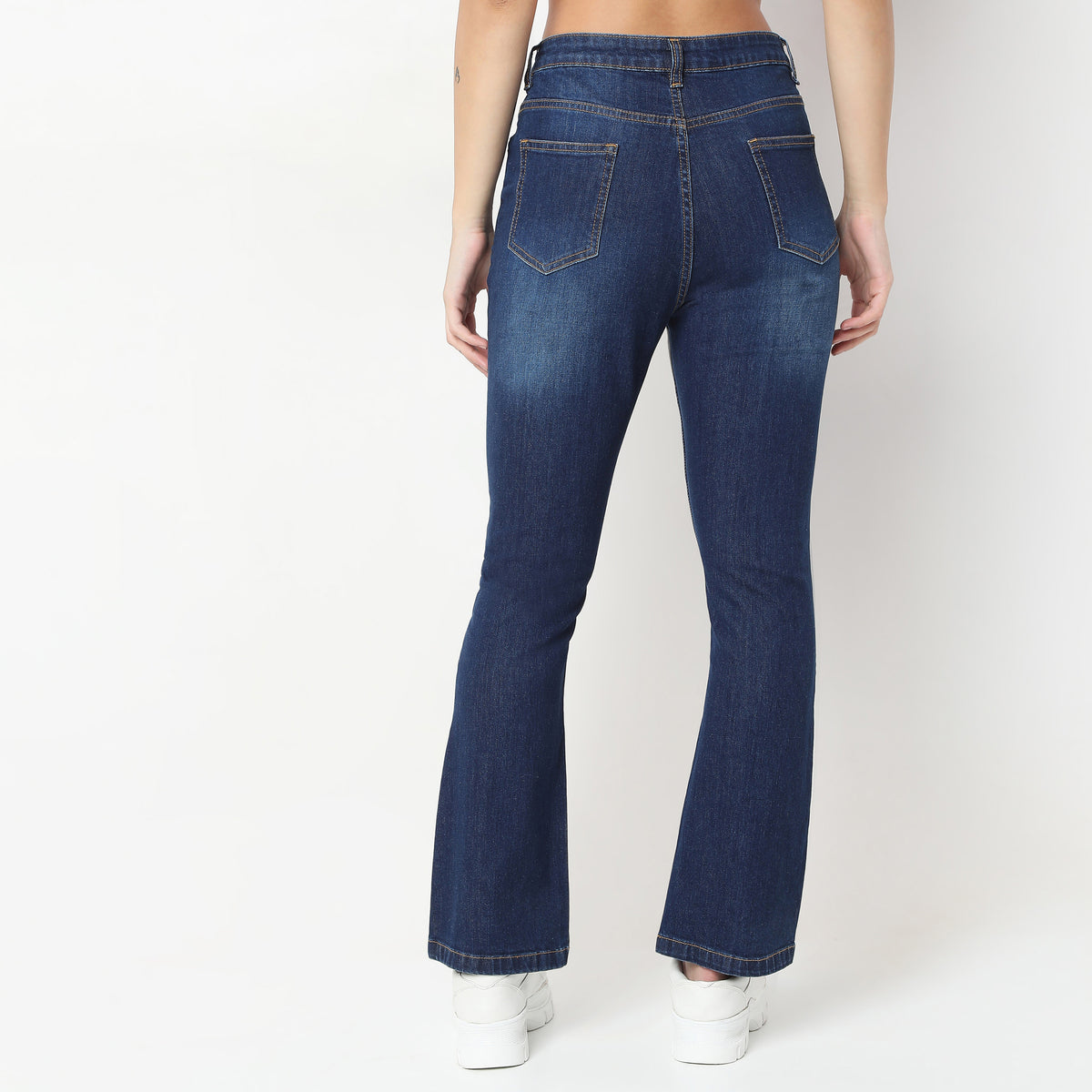 Boot Cut Solid High Rise Jeans