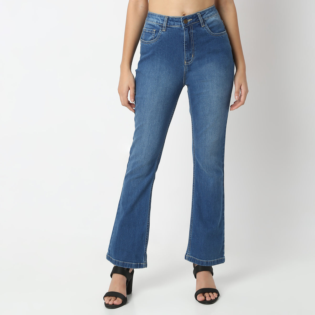 Highwaist Bootcut Clean Look High Rise Jeans